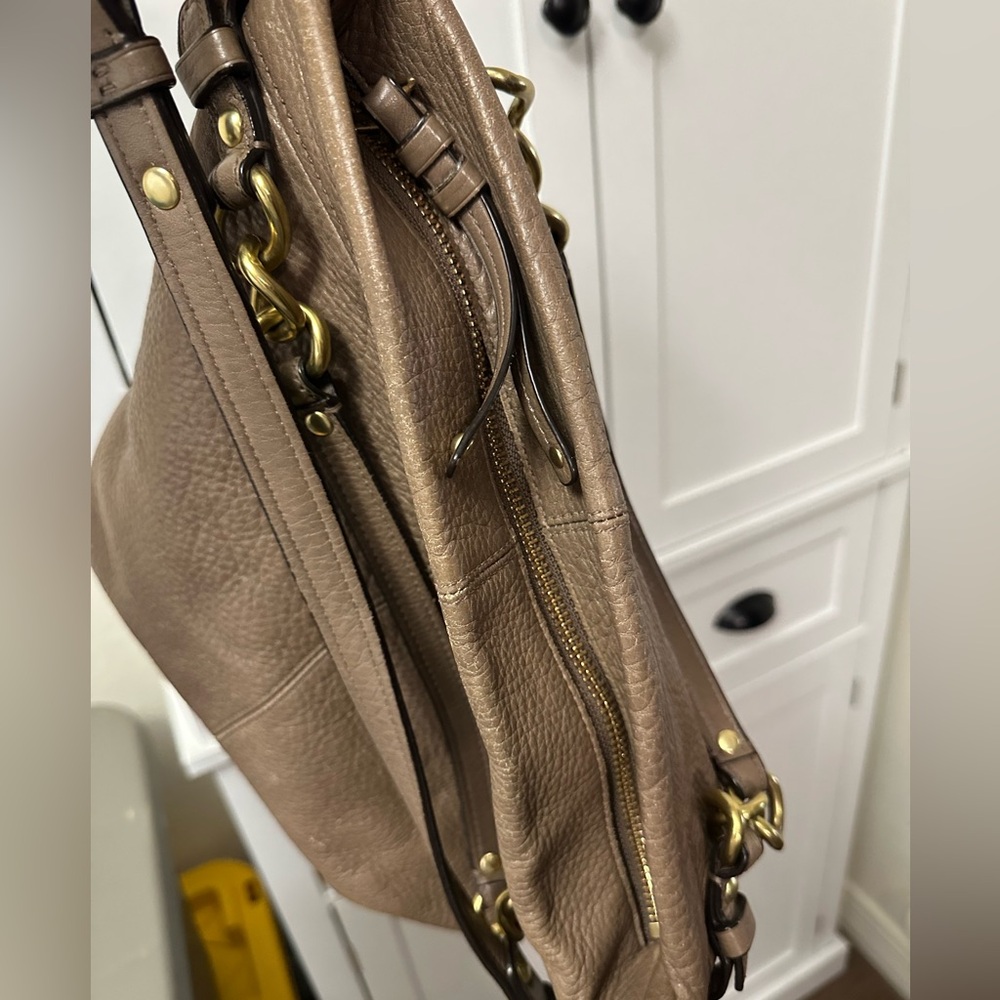 Coach Brooke Taupe Leather Shoulder Bag with Gold Accents - Picture 8 of 11